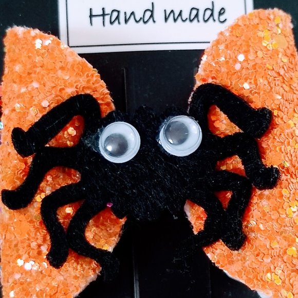 3 for $15 Halloween Glitter Hair Bows Spider - Picture 2 of 3